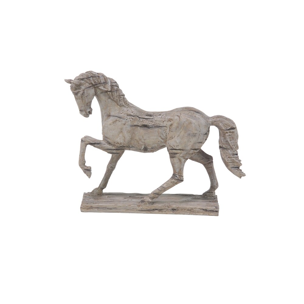 Beige Polystone Prancing Horse Sculpture   21 x 6 x 18