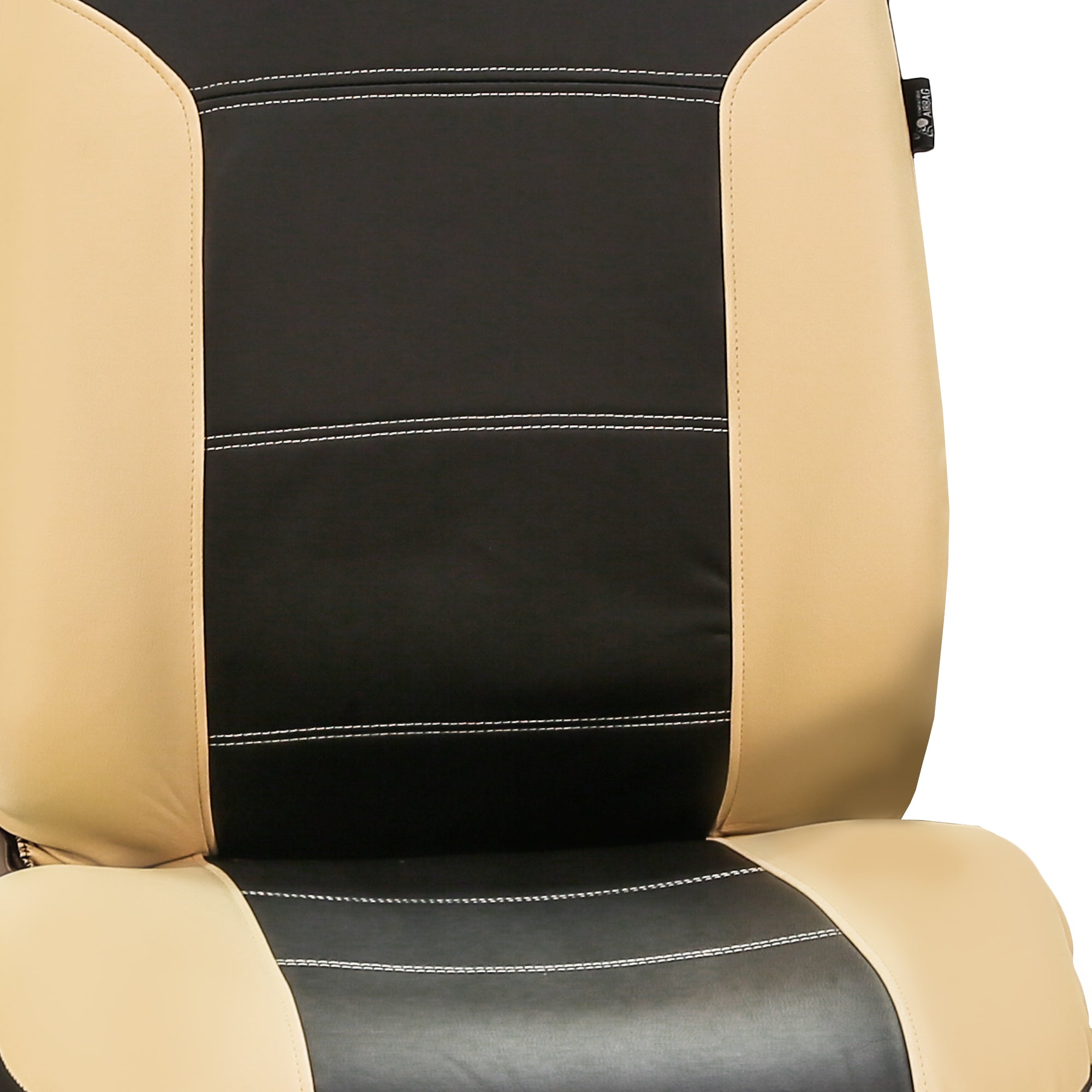 FH Group PU Leather Highback Royal PU Leather Seat Covers， Full Set with Carpet Floor Mats， Tan Black