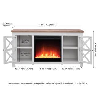 MeyerCross Colton 47.75 in. White and Gray Oak TV Stand Fits TV's up to 55 in. with Crystal Fireplace Insert TV1014