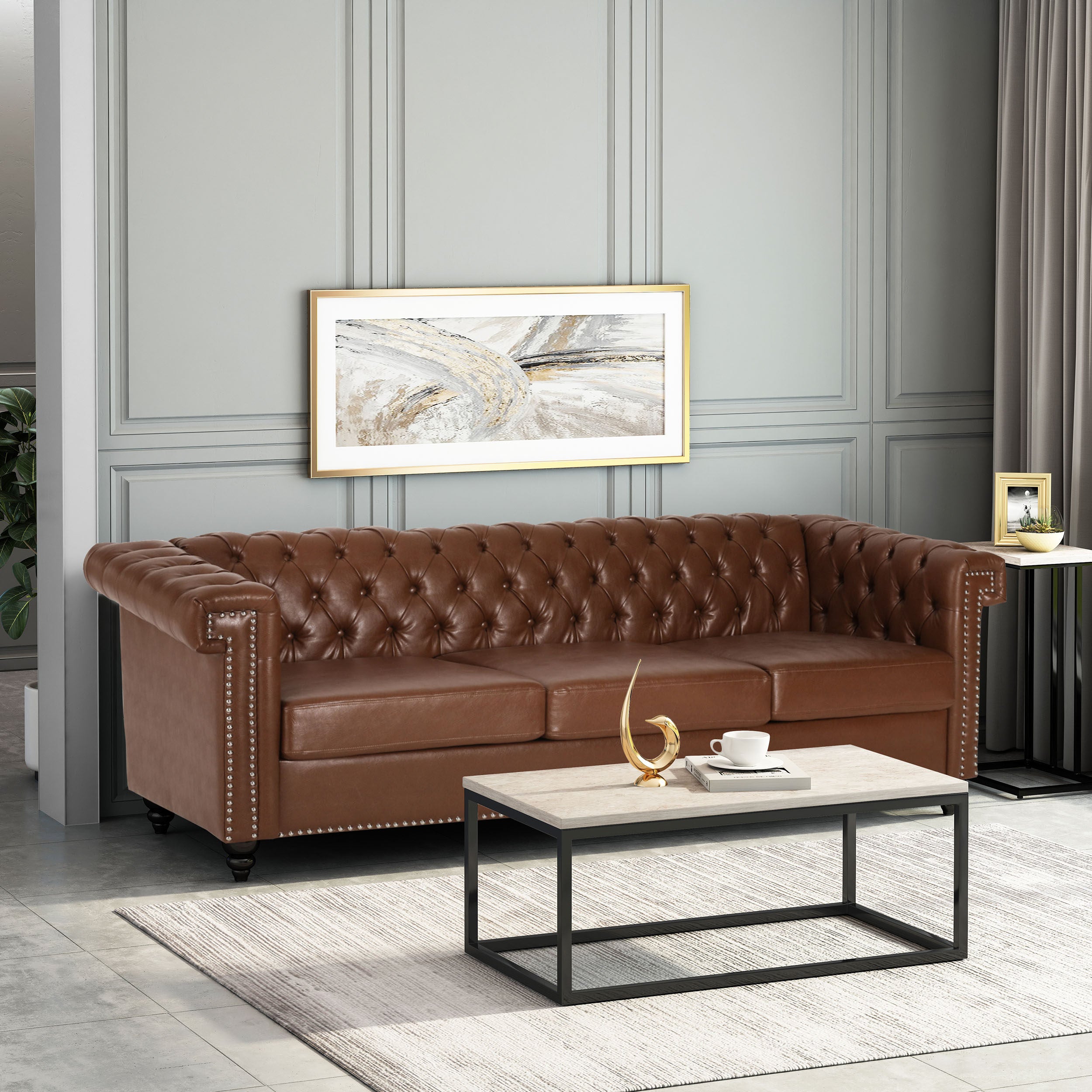 Zyiere Tufted Chesterfield 3 Seater Sofa