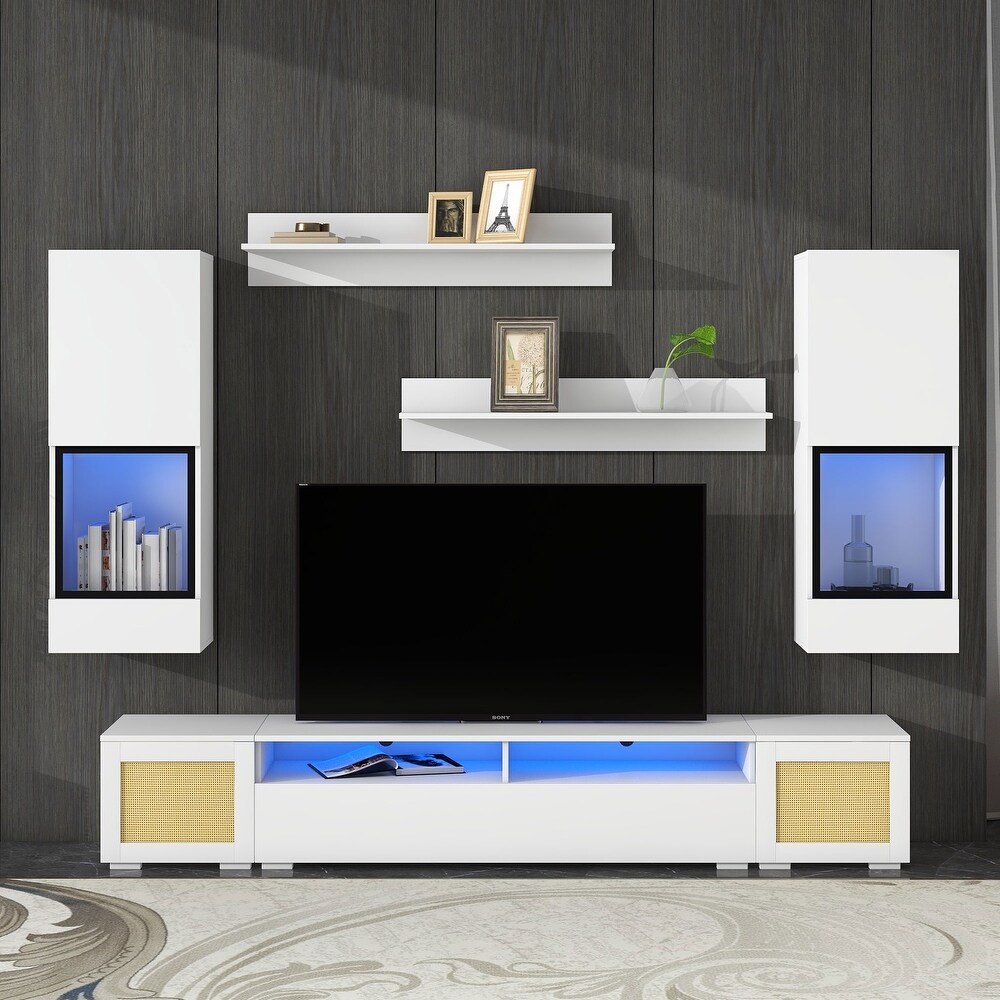 7 Pieces Floating TV Console Table for TVs Up to 90\