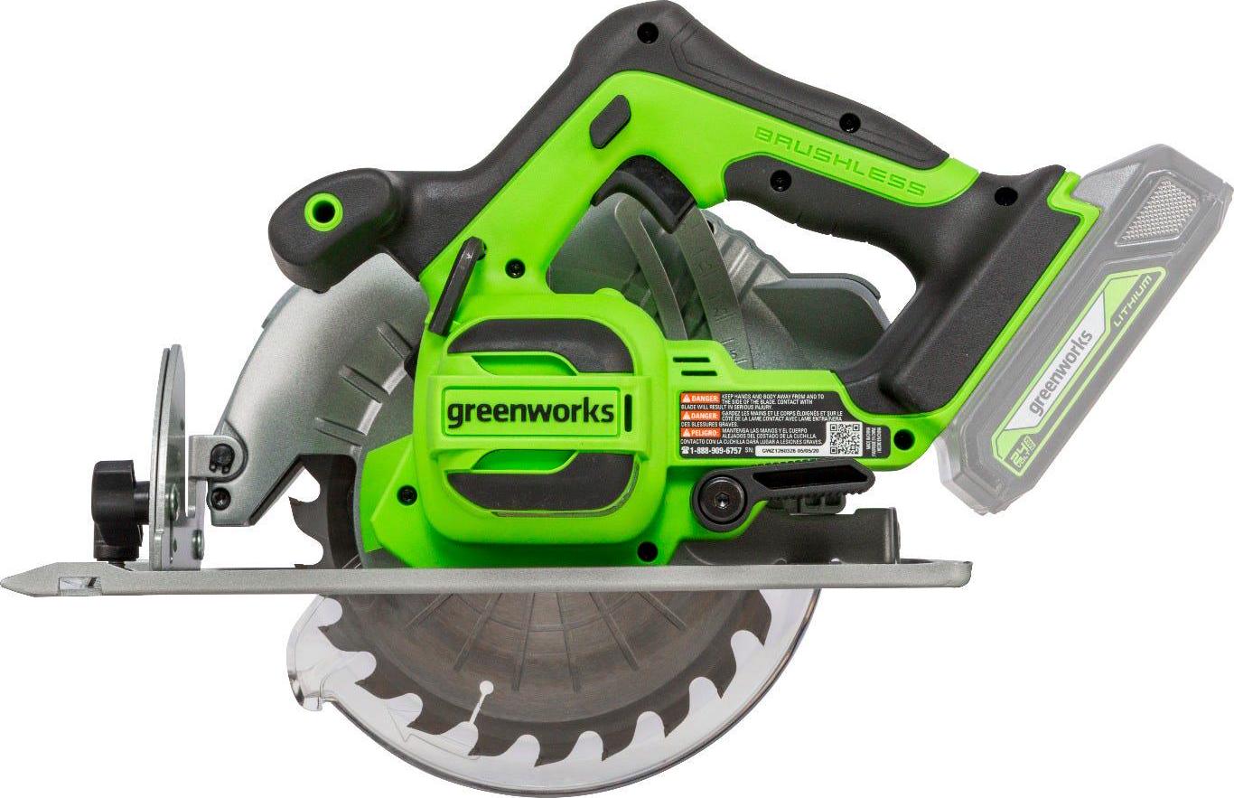 Greenworks 24V 7-1/4-inch Brushless Circular Saw， Battery Not Included， 1501202AZ