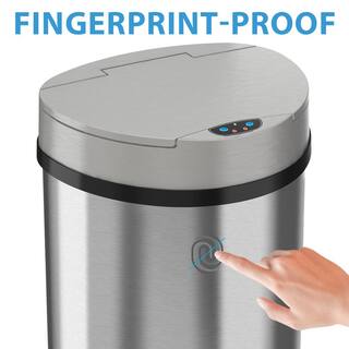 iTouchless 13 Gal. Stainless Steel Semi-Round Touchless Trash Can with AbsorbX Odor Control System Extra-Wide Opening Lid IT13HX