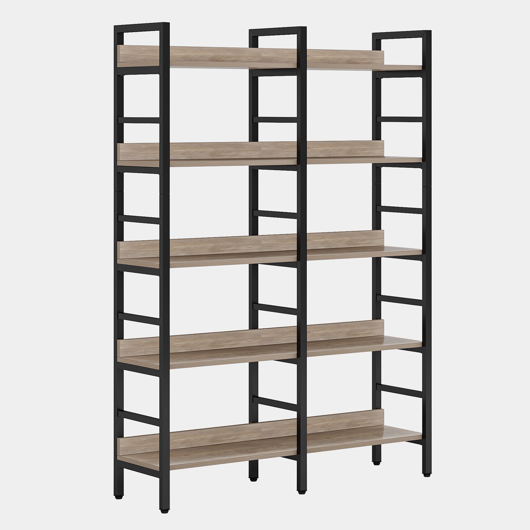 5-Tier Bookshelf, Double Wide Bookcase Storage Shelves Unit