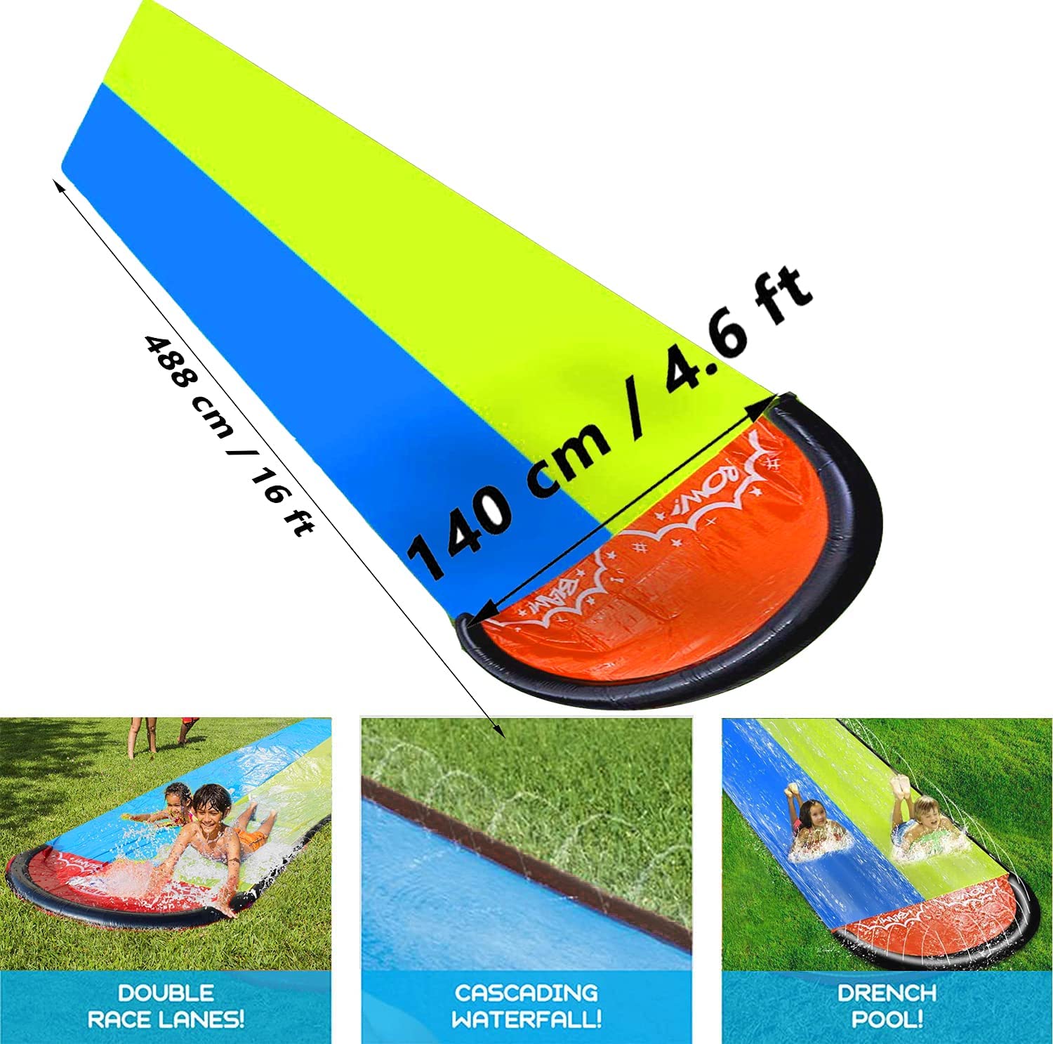 Intera Water Slides for Kids and Adults Backyard, Outdoor Summer Water Mat Toys for Garden Lawn