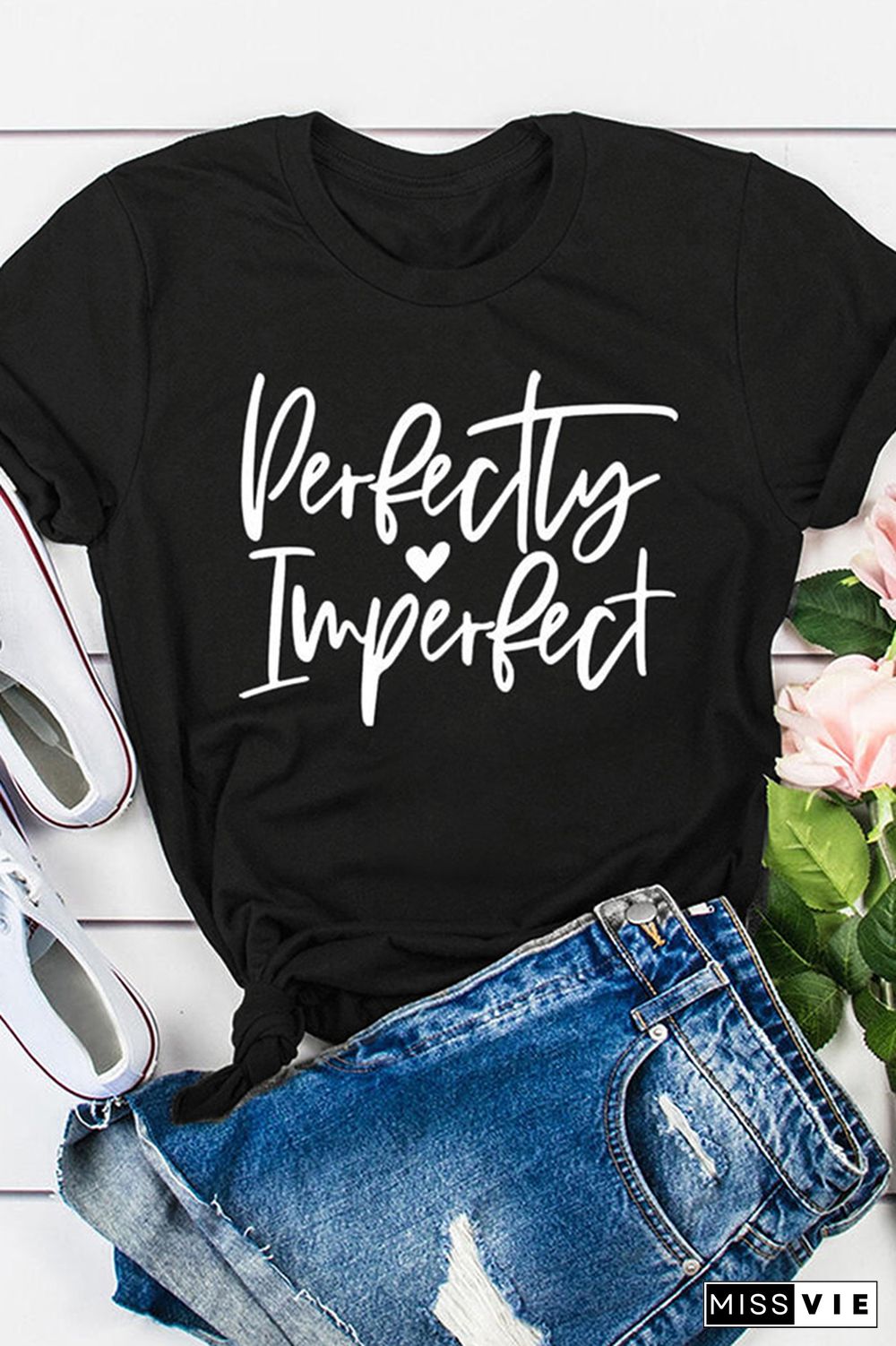 I m Perfect Print Graphic Tees for Women Wholesale Short Sleeve T shirts Top