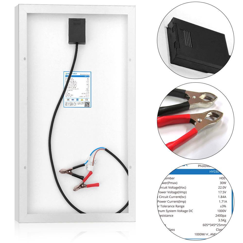 ACOPower 30-Watt 12-Volt Mono Solar Panel Compatible with Portable Chest Fridge Freezer Cooler HY030-12M