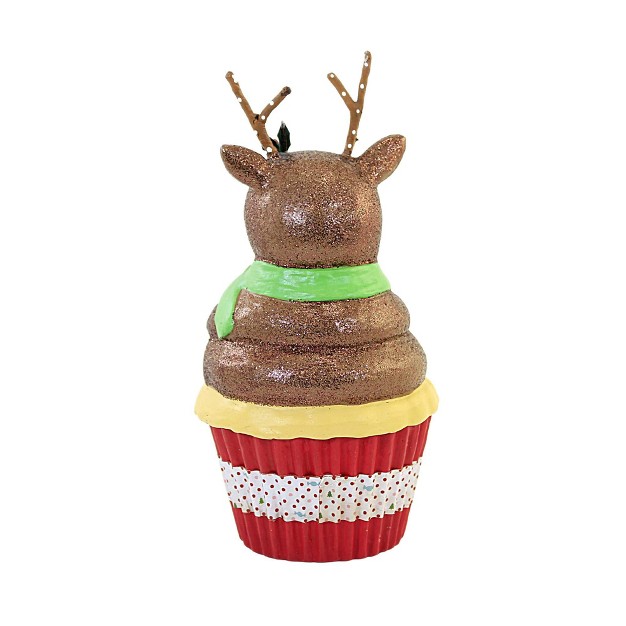 Christmas Rudolph Cupcake Container One Decorative Container 6 0 Inches Glittered Red Nose Tl1364 Polyresin Brown