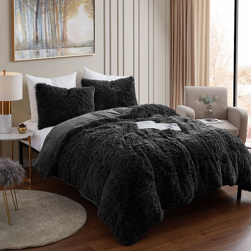 Sweet Home Collection Long Plush Shaggy Faux Fur Comforter Set with Shams