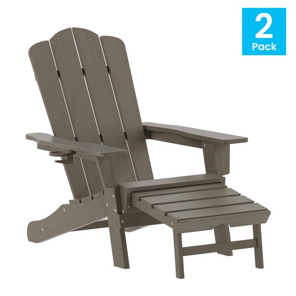 Commercial AllWeather Adirondack Chair with Pullout Ottoman and Cupholder