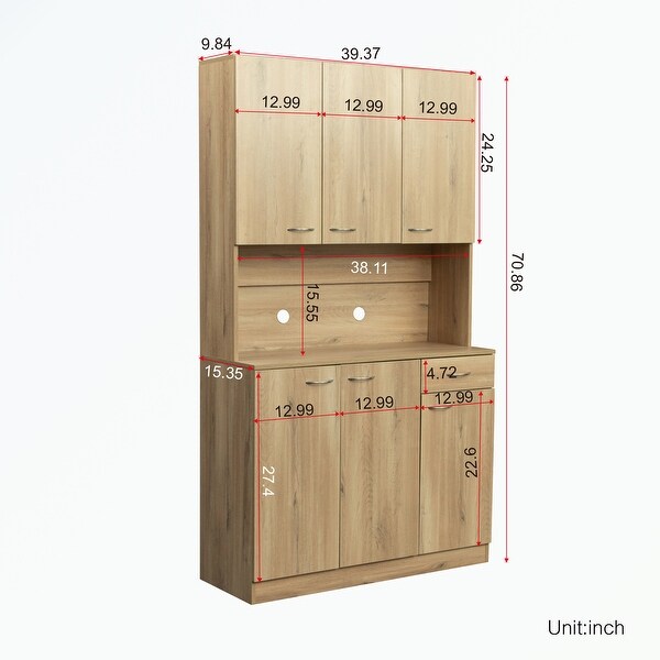 Wardrobe with 6-Doors， 1-Open Shelves and 1-Drawer - - 37065943