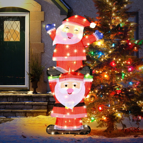 Costway 17342569 LED Double Santa Yard Christmas D...