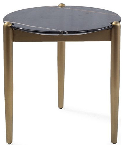 Abbondio End Table  Black Marble Top  Gold Steel Frame   Midcentury   Side Tables And End Tables   by Rustic Home Furniture Deco  Houzz