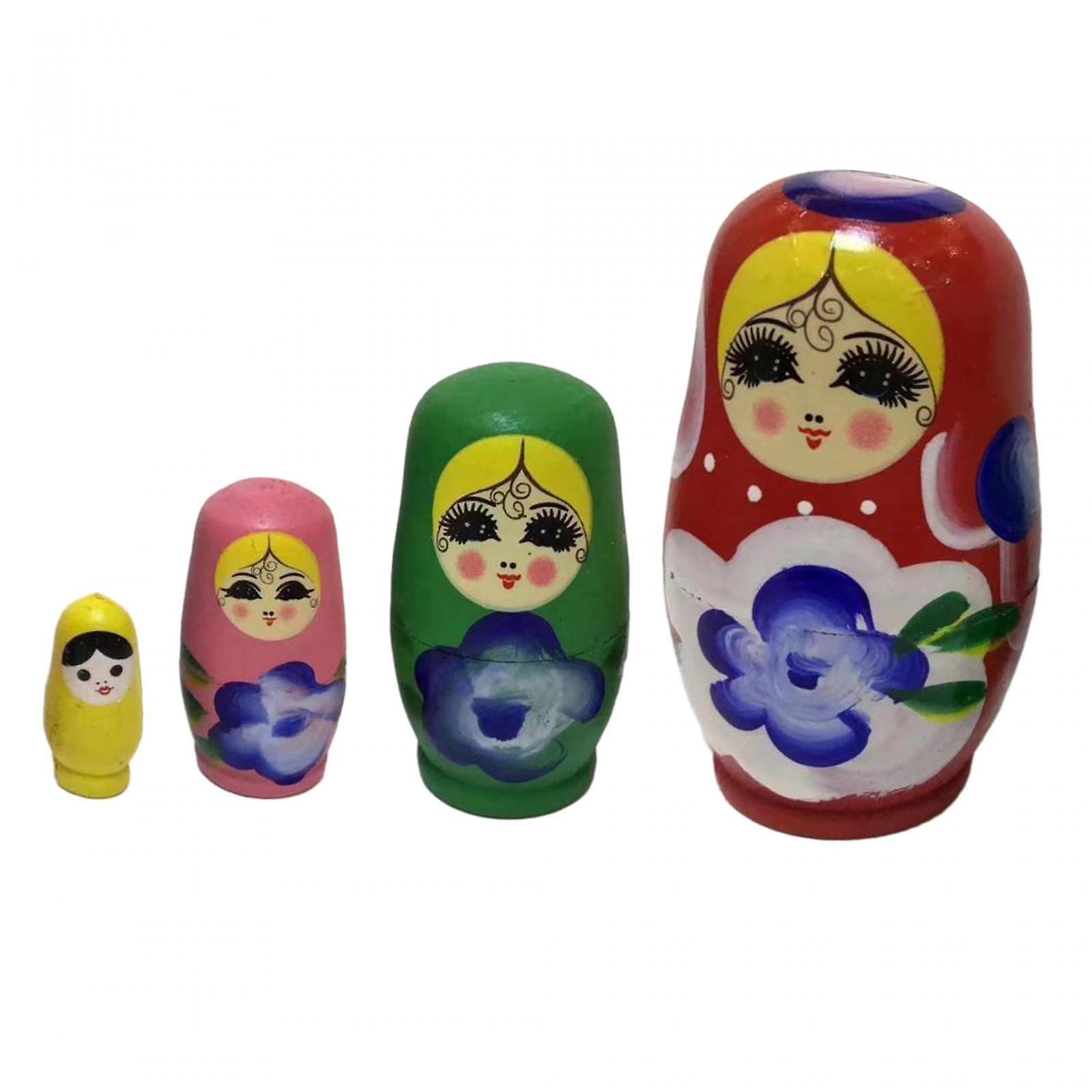 4x Russian Nesting Dolls Matryoshka Dolls For Birthday Children Kids Present Red