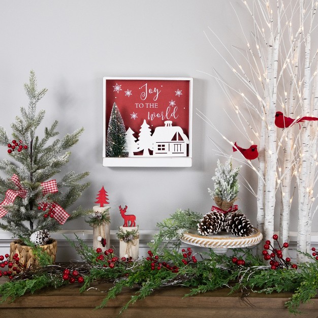 Lighted Joy To The World Wooden Christmas Wall Decoration