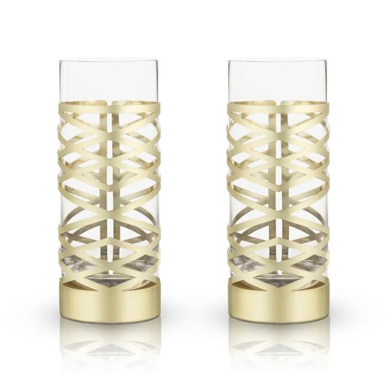 Gold & Crystal Patterned Highball Glasses