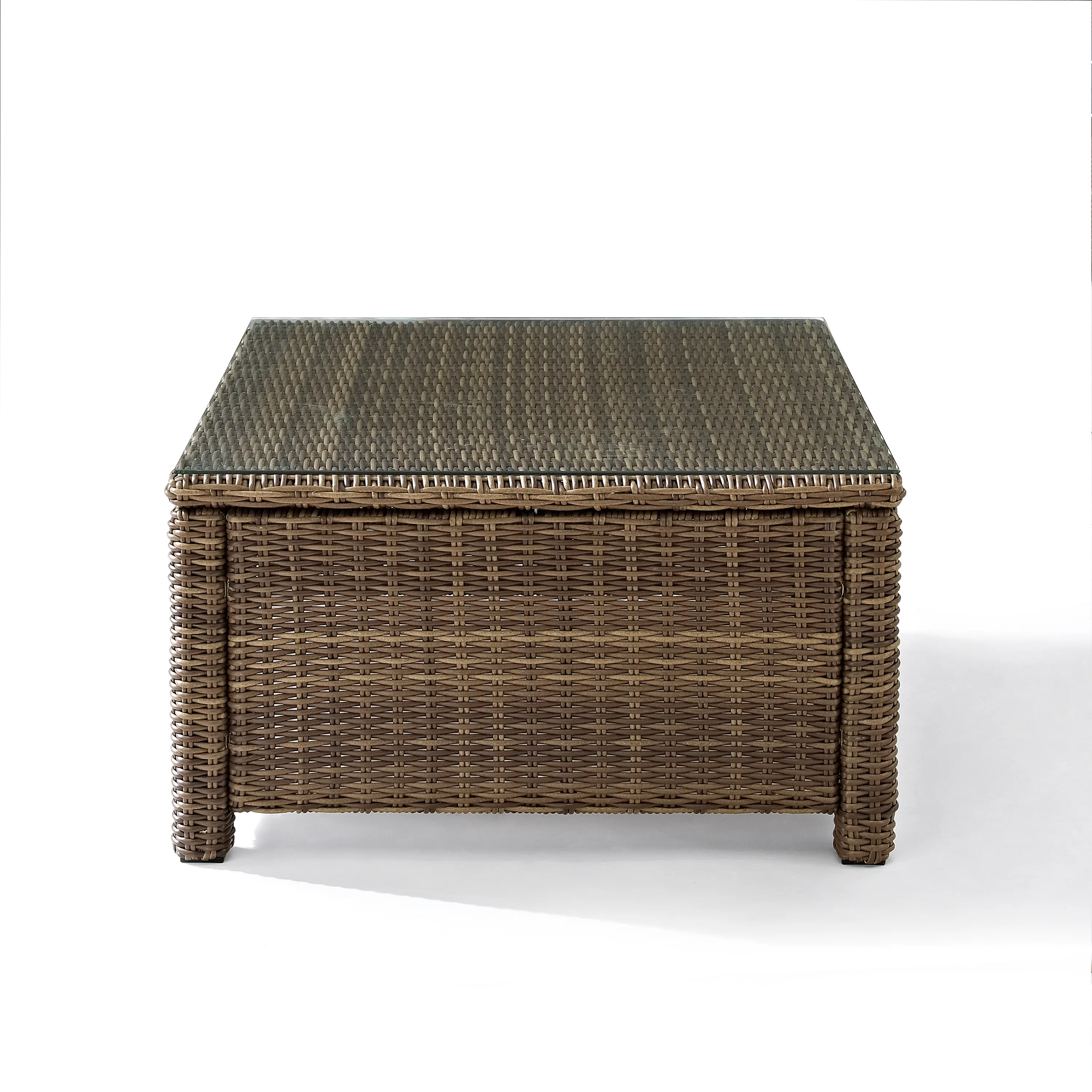 Bradenton Wicker and Glass Square Patio Coffee Table