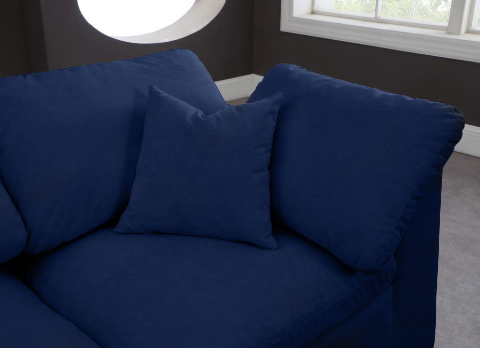 Cozy Velvet Upholstered Comfort Modular Sofa   Contemporary   Sofas   by Meridian Furniture  Houzz