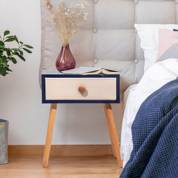 Vintage Nightstand End Table with 1 drawer，Rustic Blue