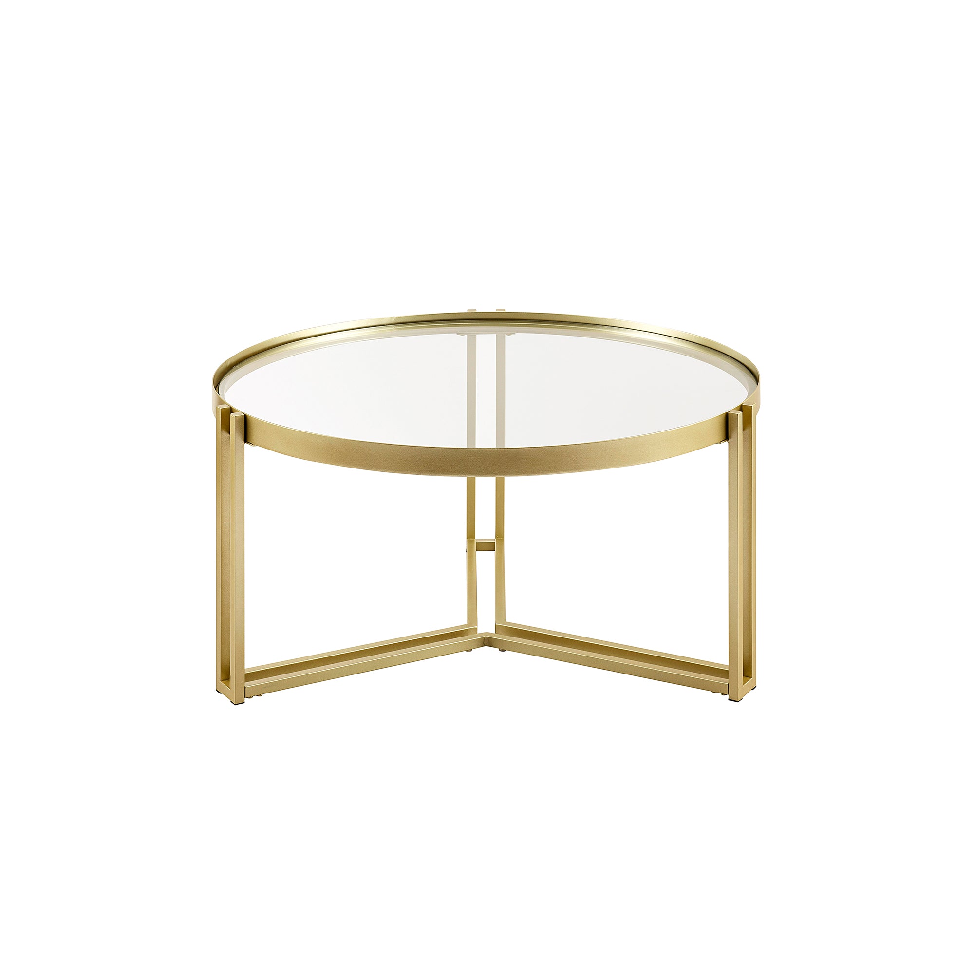 Manor Park Modern Glam Round Glass Coffee Table, Gold