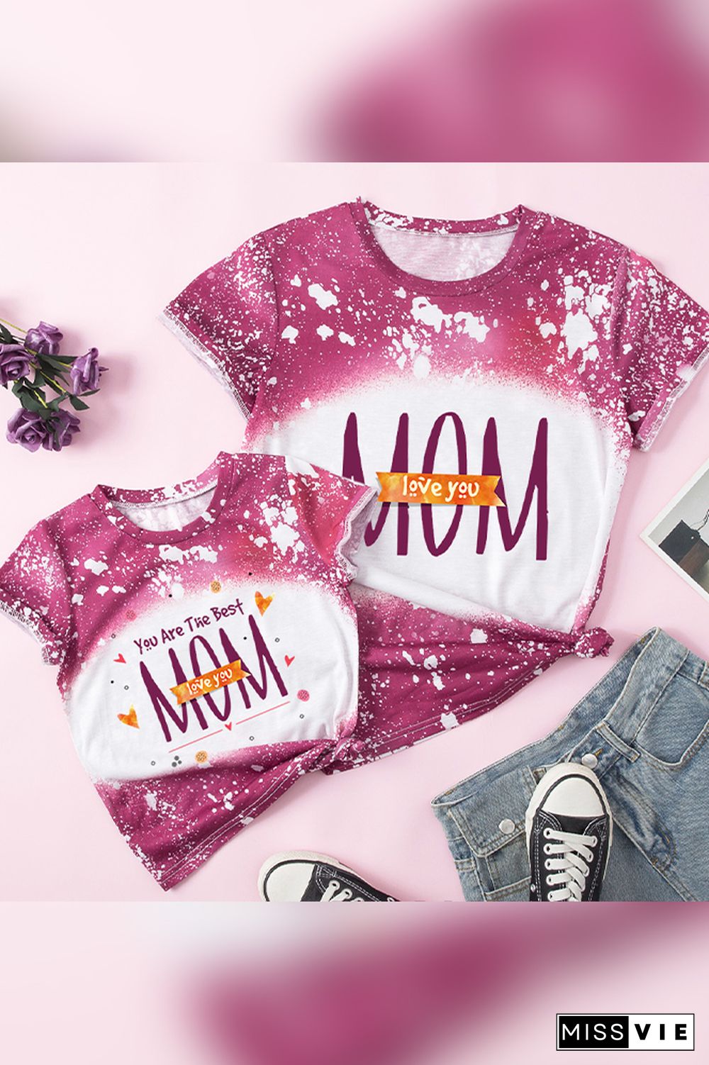 Family Matching Mother's Day MOM Print Short Sleeve Tee Wholesale