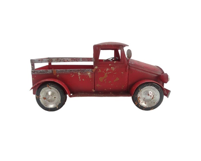 Alpine Red Metal Pickup Truck Planter - MBG116HH-RD