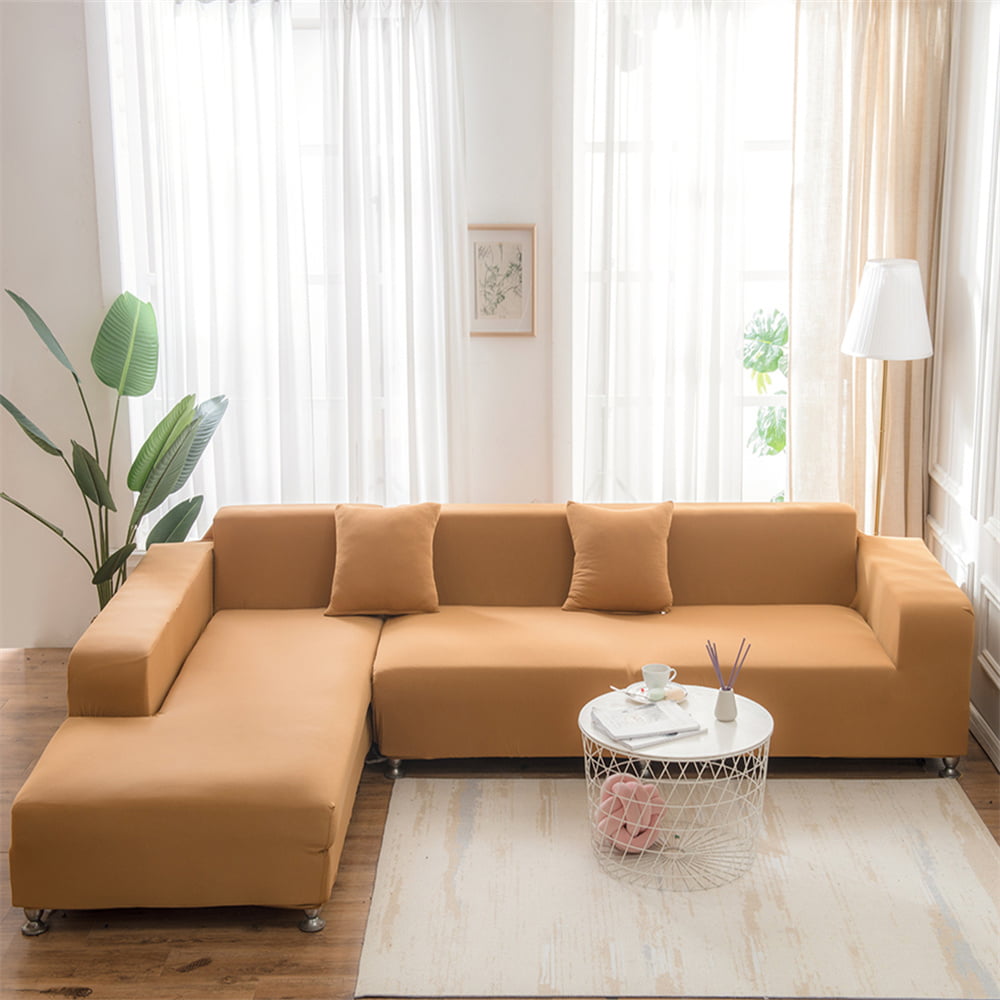 Sofa Covers for L Shape, Polyester Fabric Stretch Slipcovers 3 + 2 seat for Sectional sofa L-shape Couch