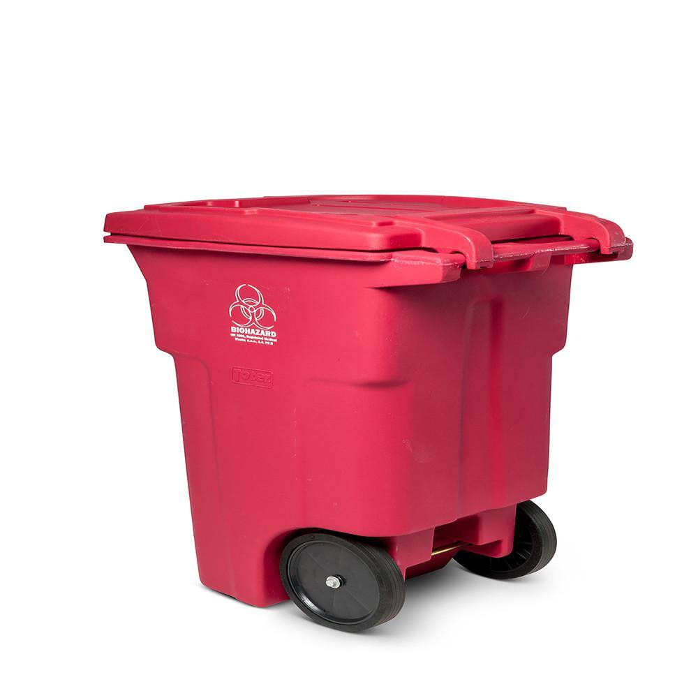 Toter 64 Gal. Red Hazardous Waste Trash Can with Wheels and Lid Lock RMN64-01RED