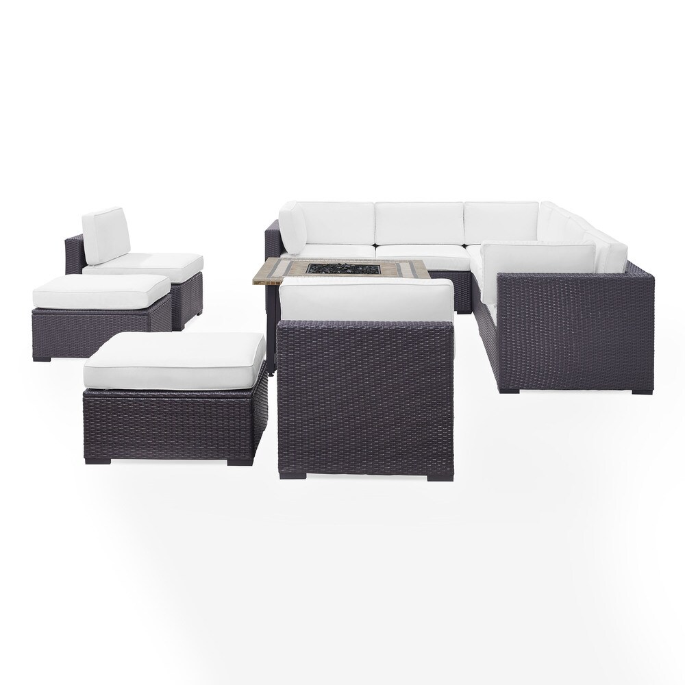 Biscayne 8 Piece Outdoor Wicker Seating Set with Mocha Cushions