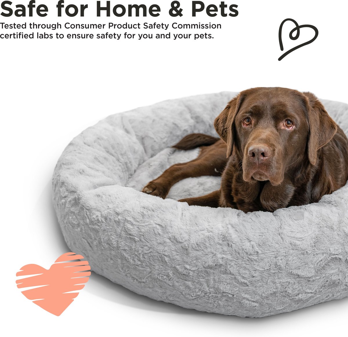 Best Friends by Sheri Calming Lux Fur Donut Cuddler Bolster Cat and Dog Bed