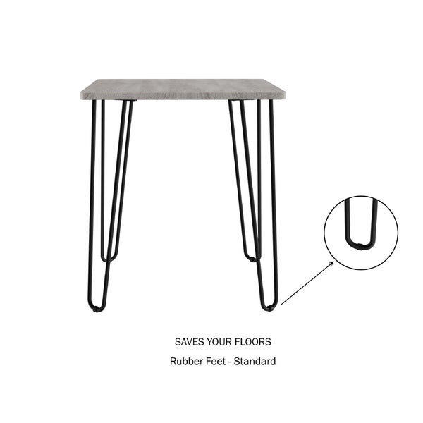 End Table with Hairpin Legs- Modern Industrial Style Decor， Woodgrain-Look and Steel Accent Furniture by Lavish Home