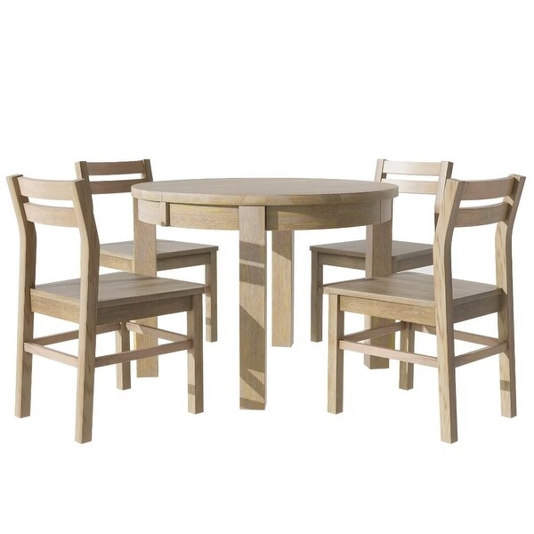 Extendable Round Dining Table Set with Storage Drawers and 4 Chairs