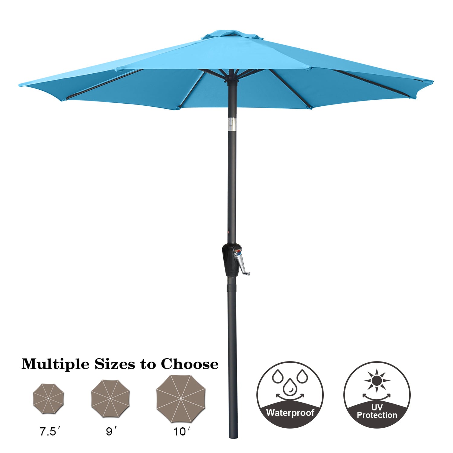 ABCCANOPY 7.5FT Patio Umbrella with Push Button Tilt, 8 Ribs 13+Colors, Turquoise