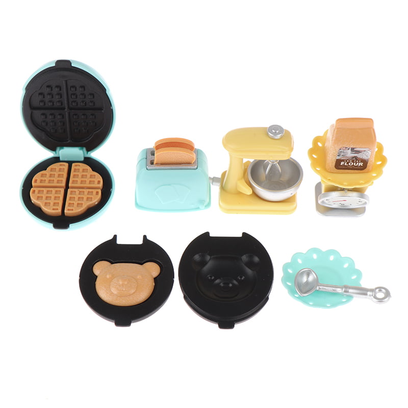 MageCrux 1Set 1:12 Dollhouse Mini Bread Machine Toaster Whisk Weigh Plate Food Kitchen Set