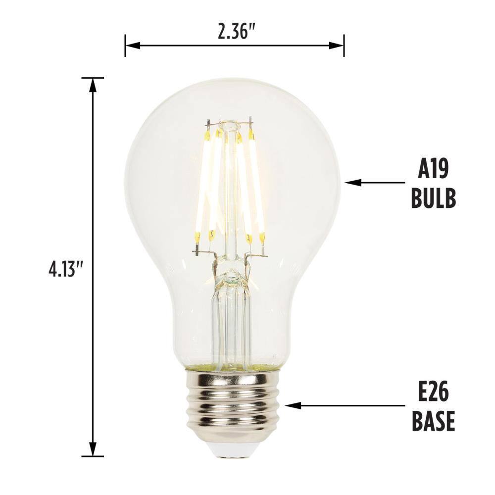 Westinghouse 60-Watt Equivalent A19 Dimmable Clear Edison Filament LED Light Bulb Soft White Light (6-Pack) 5316520