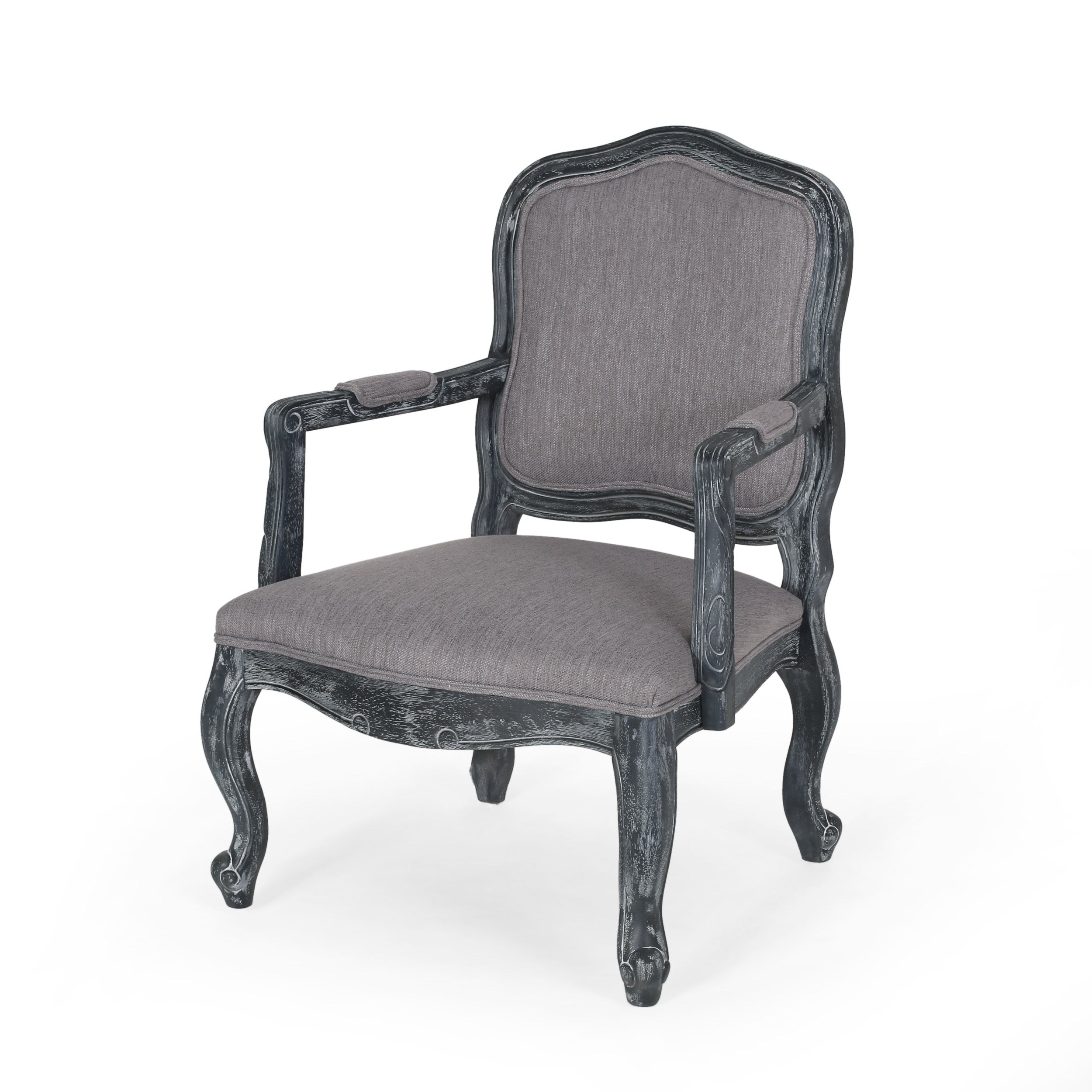 Stene French Country Wood Upholstered Dining Armchair