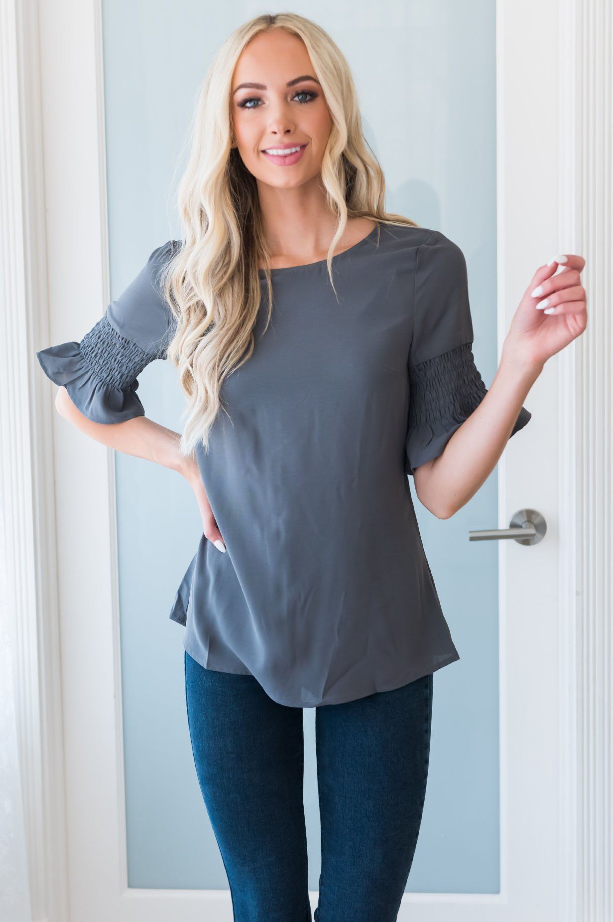 Something New Gathered Sleeve Top