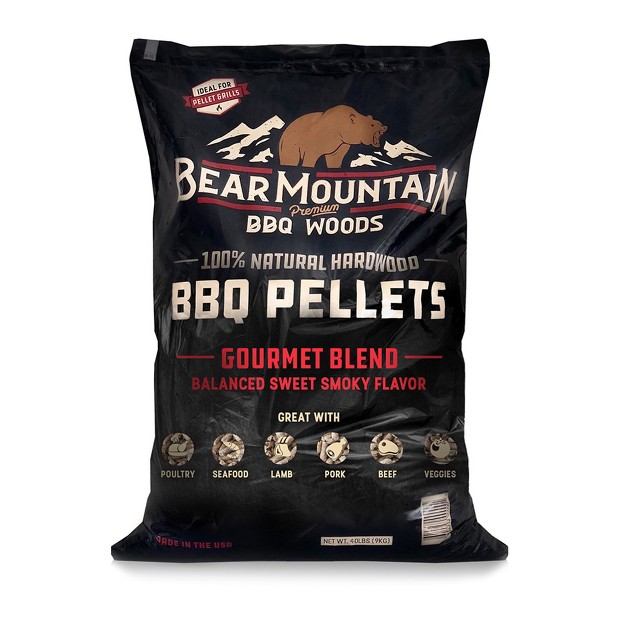 Bear Mountain Fb99 All Natural Low Moisture Hardwood Smoky Gourmet Blend Bbq Smoker Pellets For Outdoor Grilling 40 Pound Bag 2 Pack