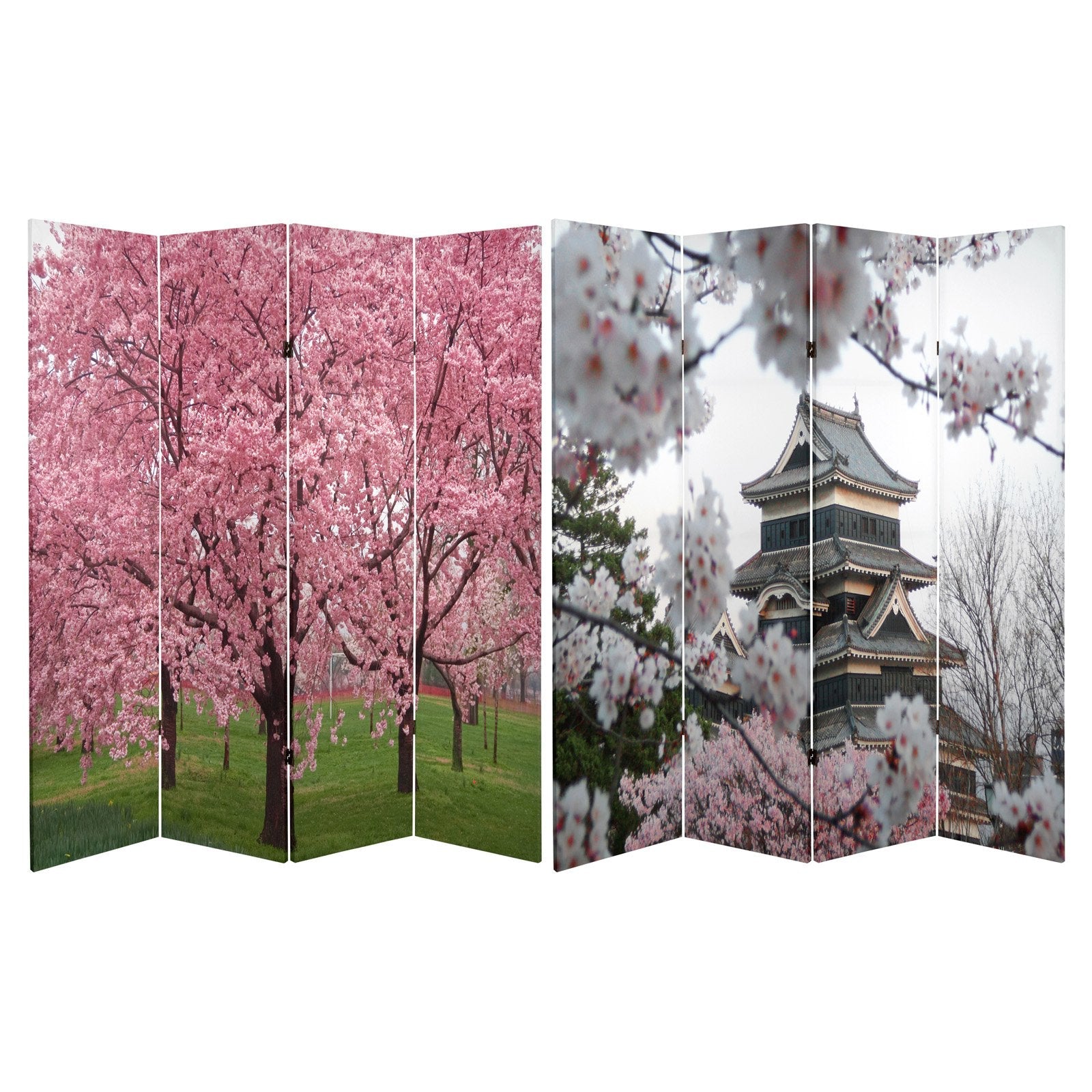 Oriental Furniture 6 ft. Tall Cherry Blossoms Room Divider - 4 Panel