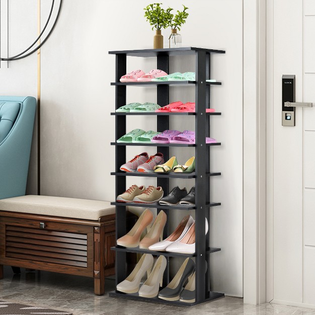 Patented 7 tier Dual Shoe Rack Practical Free Standing Shelves Storage Shelves Concise