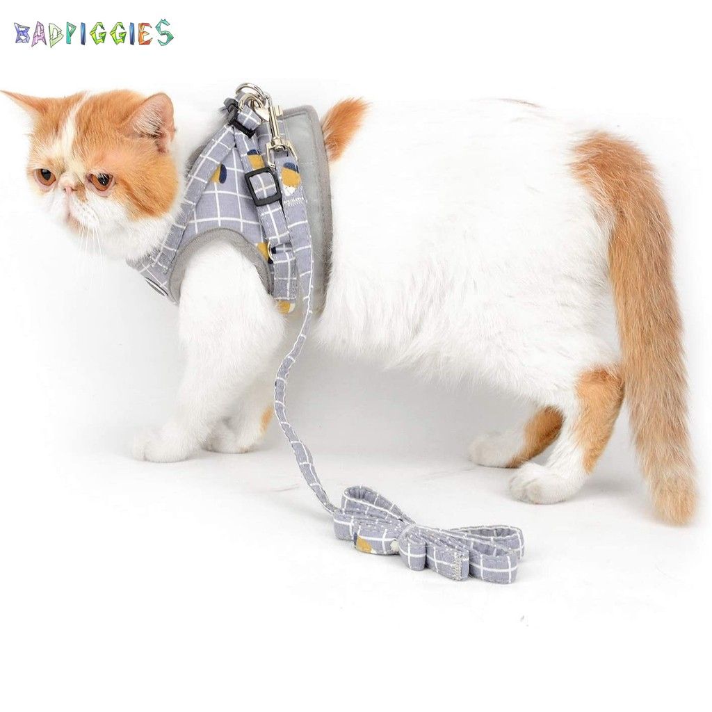 BadPiggies Dog Cat Breathable Soft Mesh Reflective Harness and Leash Set Puppy Small Dogs Vest Chest Harness No Pull No Choke