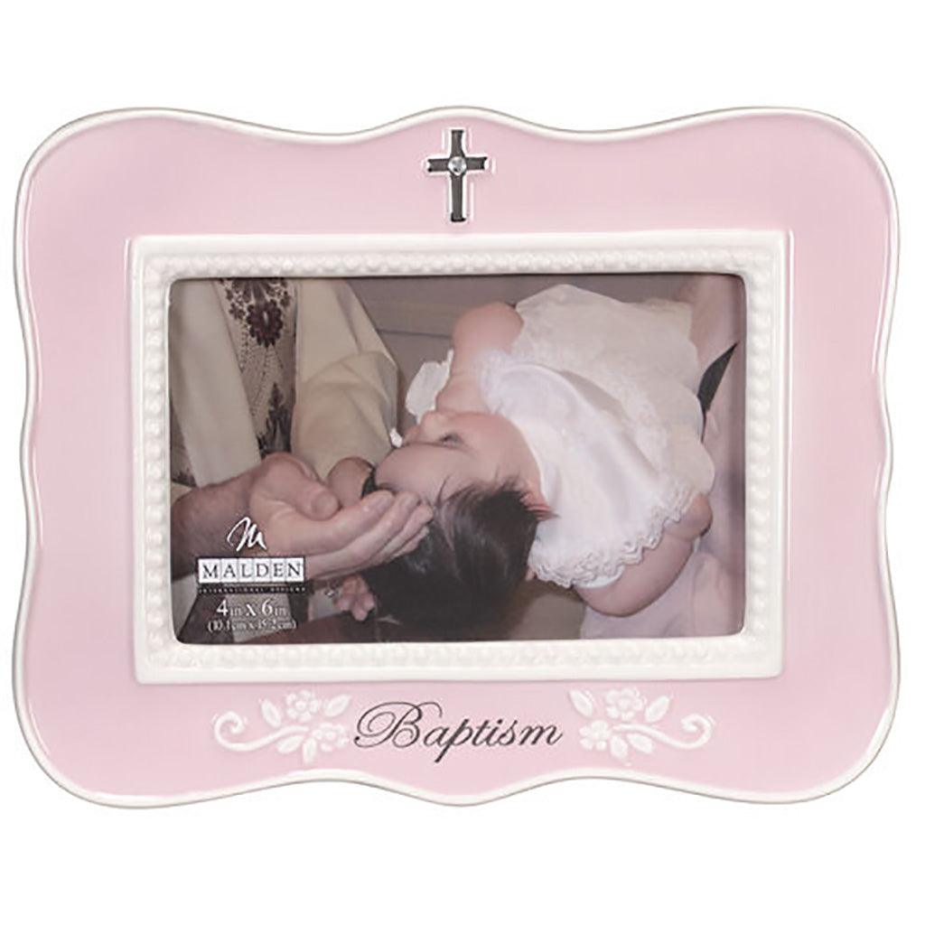 Malden  4X6 Baptism Pink Ceramic Frame