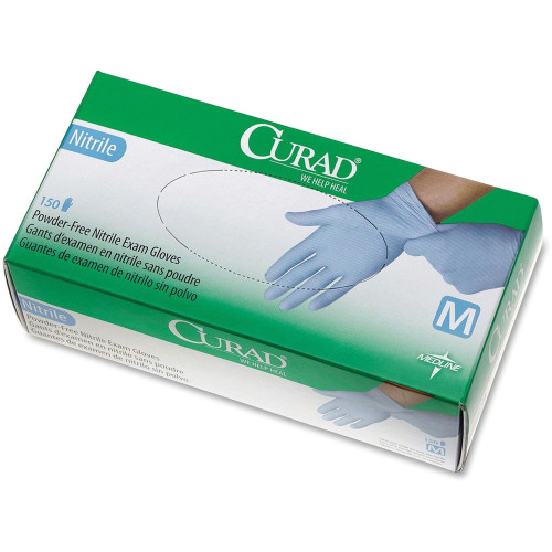 Curad Nitrile Exam Glove， Powder-Free， Medium， 150/Box (CUR9315)