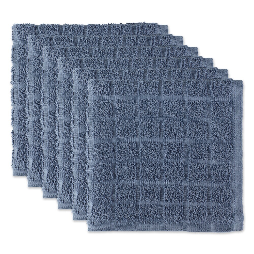 DII Solid Windowpane Terry Dishcloth Set of 6