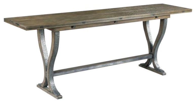 Console WOODBRIDGE ATLAS Trestle Ends Flip Top Napa Solid Oak Fl   Industrial   Console Tables   by EuroLuxHome  Houzz