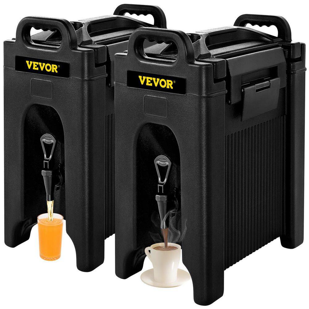 VEVOR Black Insulated Beverage Dispenser 10 Gal Beverage Server Hot and Cold Drink Dispenser 2 PCS LRYLJHSBDD19LAYFRV0