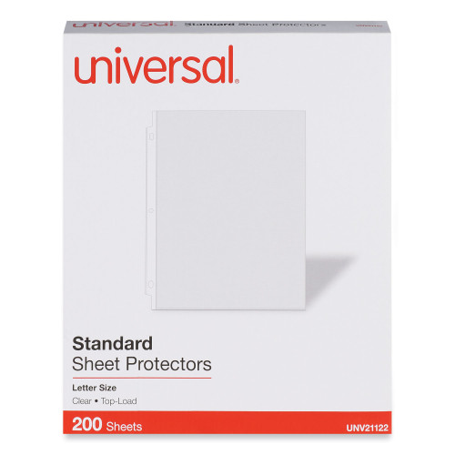 Universal Standard Sheet Protector， Standard， 8 1/2 x 11， Clear， 200/Box (21122)