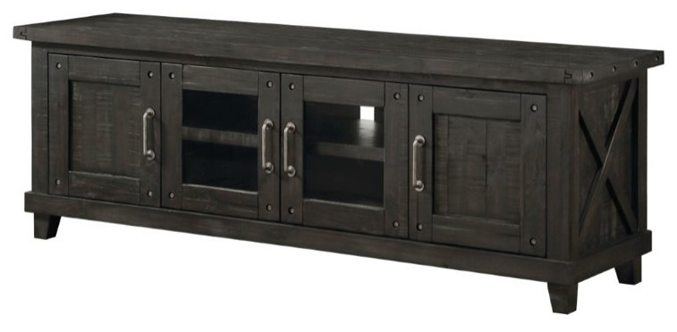 Modus Yosemite 4 Door Solid Wood TV Stand in Cafe   Transitional   Entertainment Centers And Tv Stands   by Homesquare  Houzz