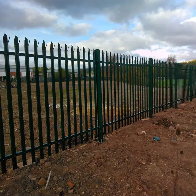 Factory direct supply 2100mm high sets in hot dip galvanised powder coated satin black steel palisade security fencing