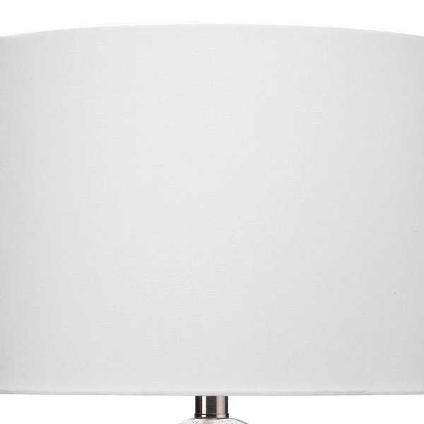 27 Inch Table Lamp， Terrazzo Turned Pedestal Base， Linen Shade， 150W， White